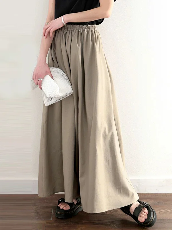 A-Line Loose Elasticity Solid Color Skirts Bottoms