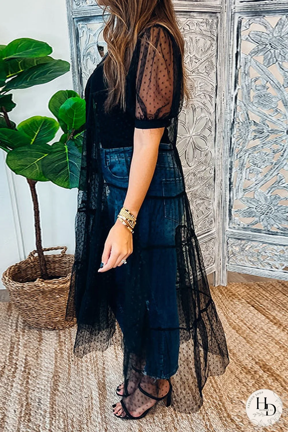 Polka Dot Button Up Short Sleeve Coat