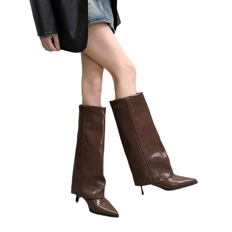 Yyvonne Boots Tips High And Trouser Boots Autumn And Winter New Net Red Sleeves Fine And Pure Color Knight Fashion Boots