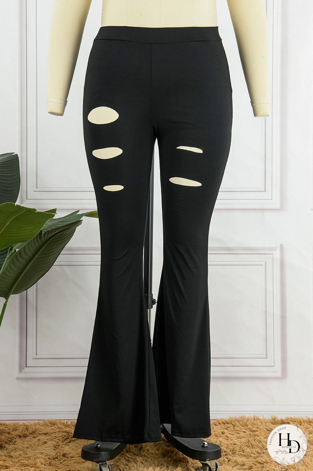 Black Casual Solid Hollowed Out Patchwork Turtleneck Plus Size