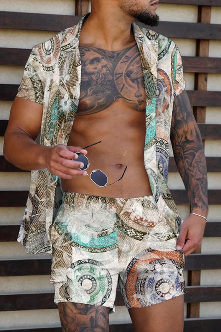 Tiboyz Fashion Outfits Print  Beach Two Piece Set
