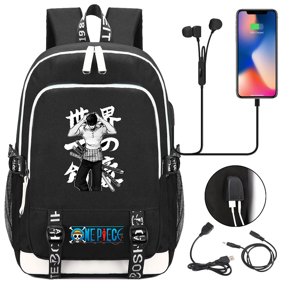 Stylish One Piece School Bag with USB Charging and Laptop Protection - Perfect for Young Fans!