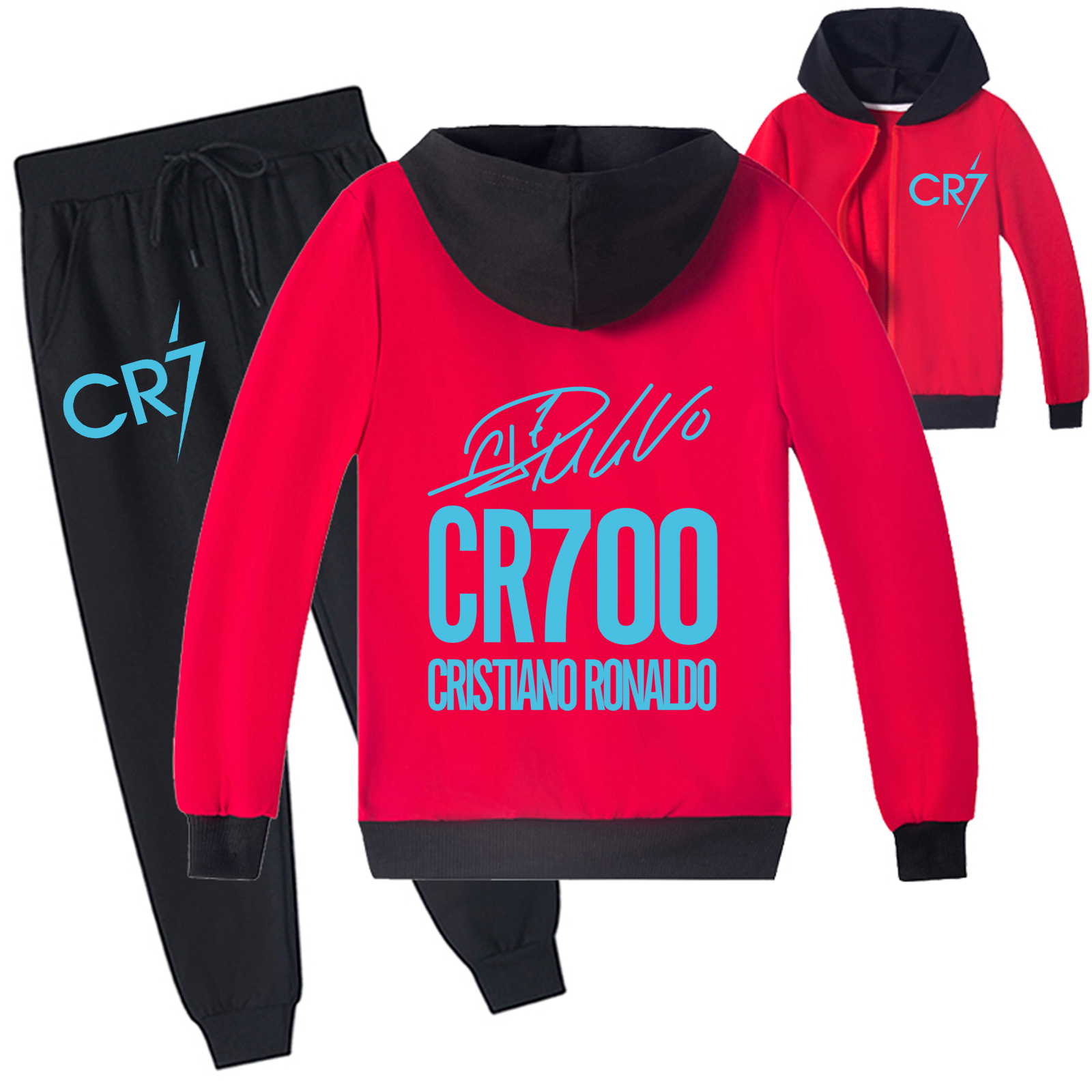 Mayoulove Cristiano Ronaldo Zip-Up Set for Kids - Stylish Outfit for Boys  Girls, Trendy Sportswear-Mayoulove