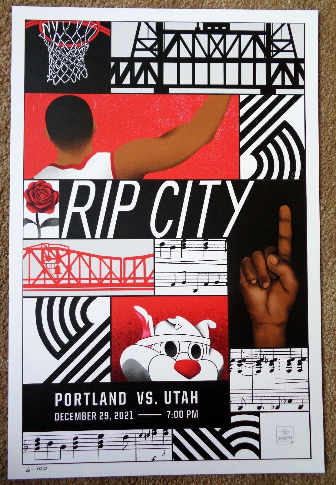 Portland Trailblazers GAMEDAY POSTER 6/100 Utah Jazz Blazers 12-29-21