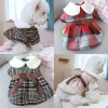 Pet Autumn Winter  Dog Warm Dresses Bow Lattice Skirt
