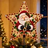 DIY Diamond Painting Wooden Christmas Tree Topper Star With Light, Double Side Drills,Holiday Tree Top Decoration with Spring Base, Removable Tabletop Christmas Decor