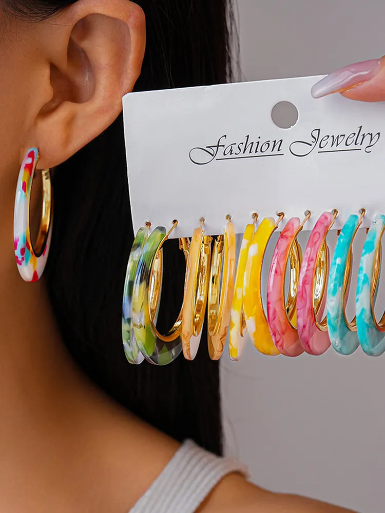 Hoop Tie Dye Earrings Accessories
