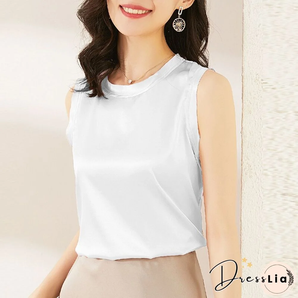 Christmas Gift Slim Tank Top Women Sleeveless Solid Skinny Female Camisole Fashion Tops Women Summer Silk Soft Touching White Cami