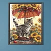 Diamond Painting-DIY Full Round Drill Sunflower and Cat(40x50cm)