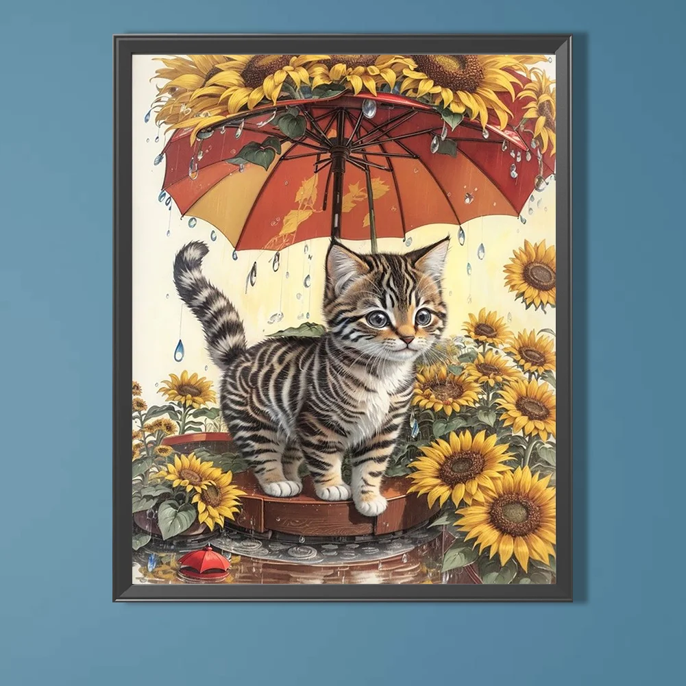 Full Round Diamond Painting 40*50cm - Sunflower And Cat