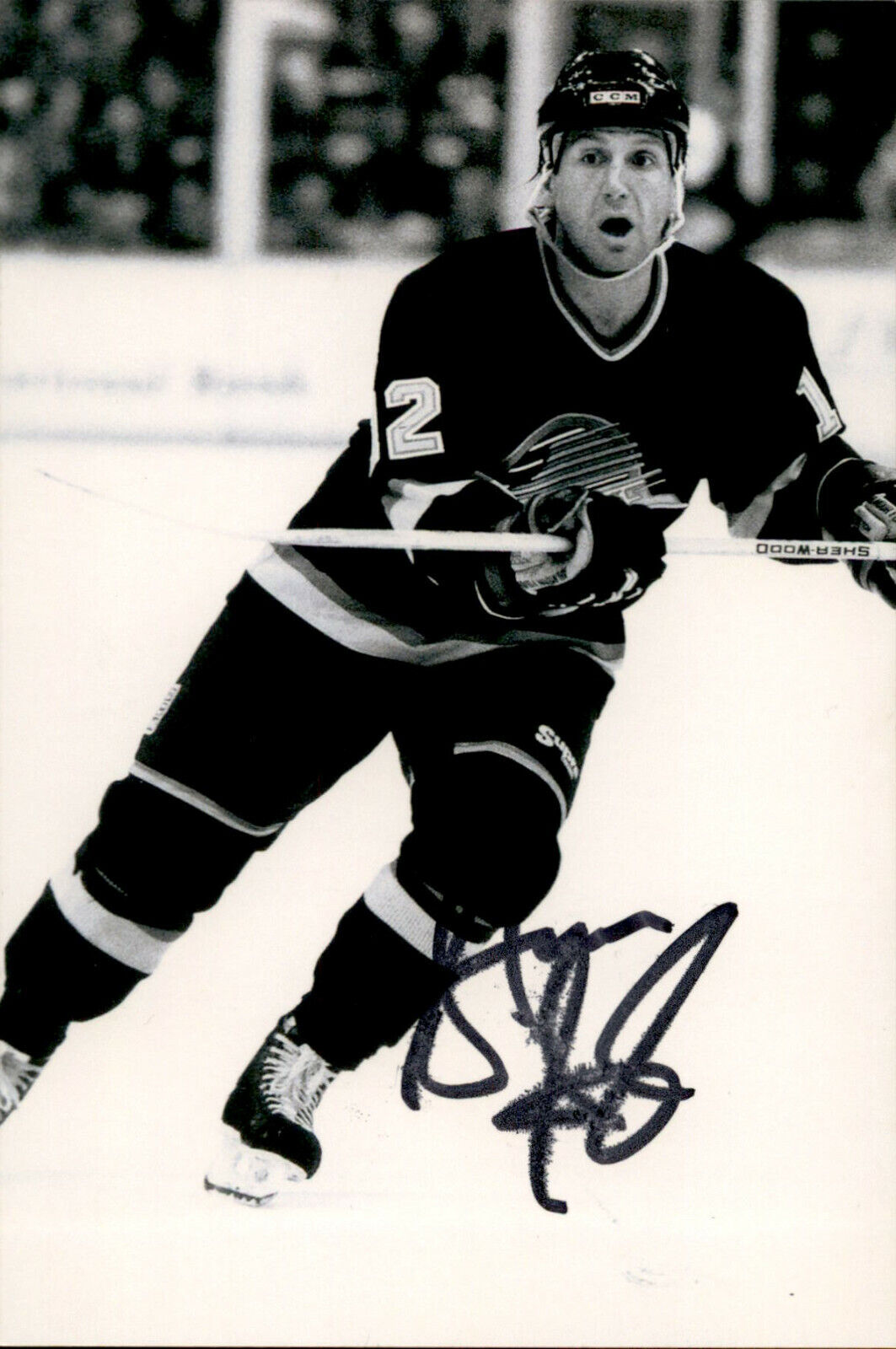 Stan Smyl SIGNED autographed 4x6 Photo Poster painting VANCOUVER CANUCKS - DAMAGED SMUDGED #2