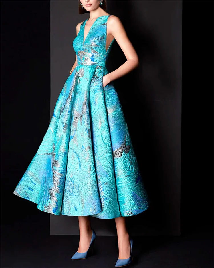 Women's V-neck sleeveless satin Dress