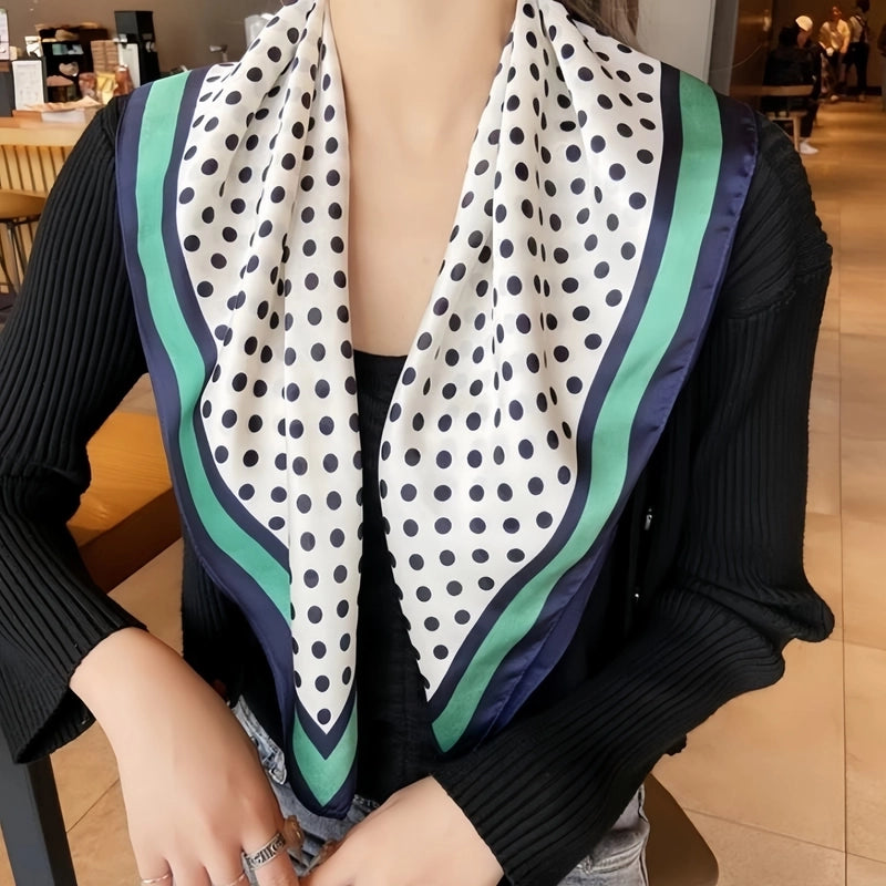 New Artificial Silk 70*70 Fashion Commuter Square Scarf Simple Baita Elegant Silk Scarf Hair Band Bow Headdress