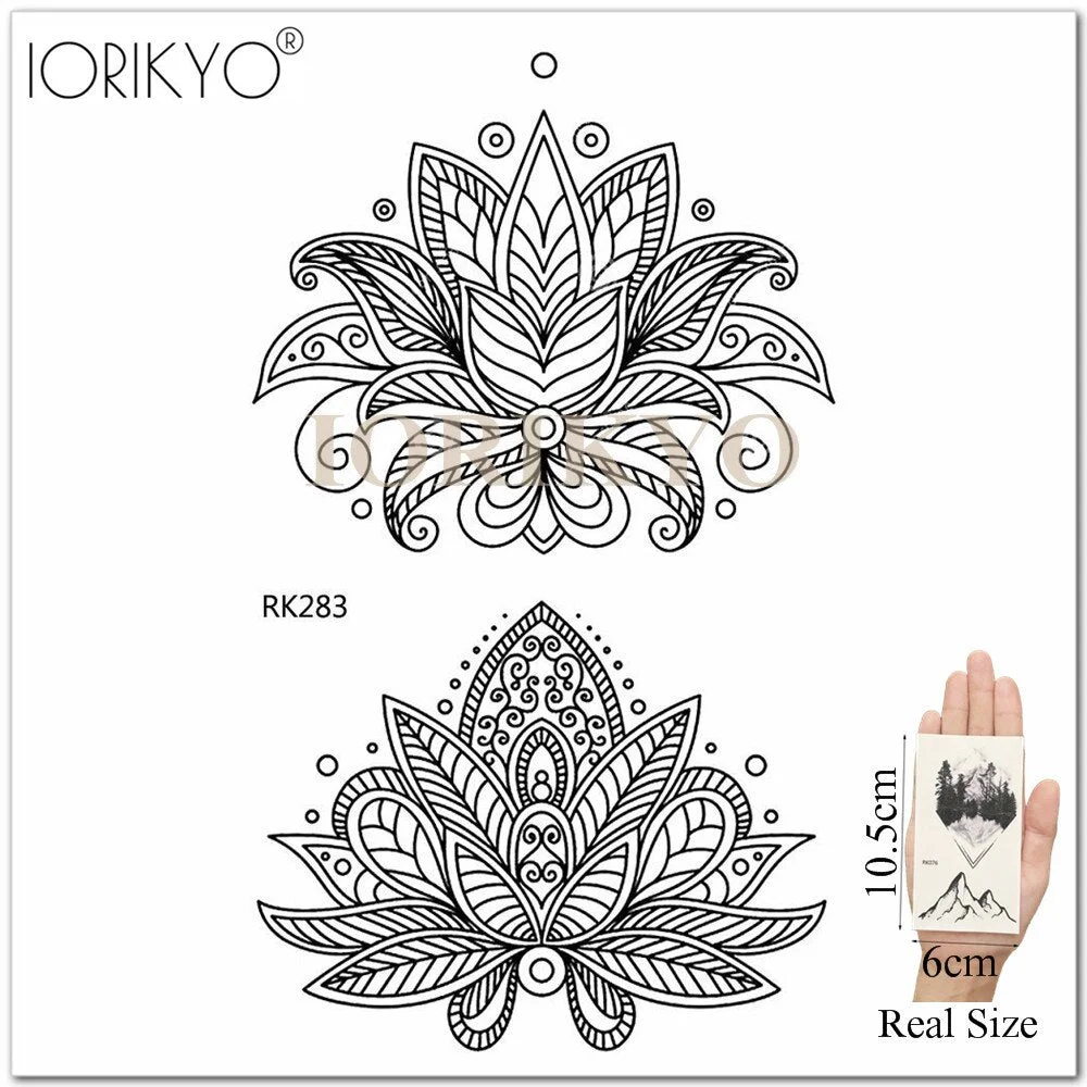IORIKYO Flash Sexy Tempoary Women Tattoo Arm Fox Sticker Men Black Wolf Chest Forest Hill Bear Fake Tatoo Makeup Tattoo Body Art