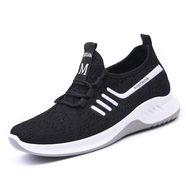 Women Sneakers Casual Shoes Mesh Knitting Breathable Lace Up Walking Vulcanize Shoes Outdoor Sports Flats Shoes Zapatilla Mujer