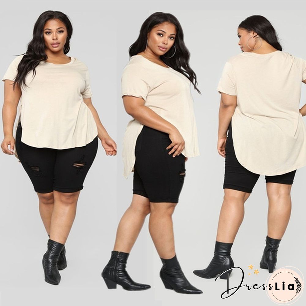 Women Ladies Fashion Shorts Ripped Skinny Jean Print Plus Size Leggings Denim Pants