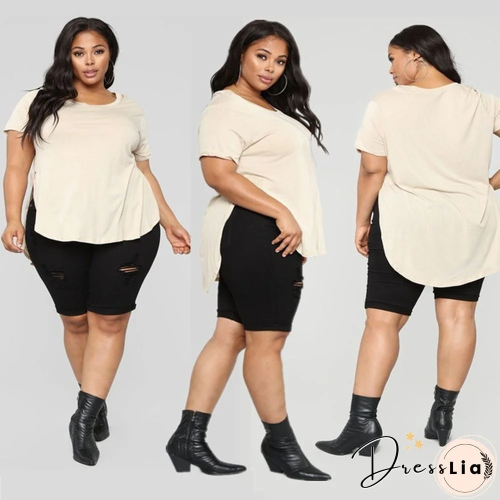 Women Ladies Fashion Shorts Ripped Skinny Jean Print Plus Size Leggings Denim Pants