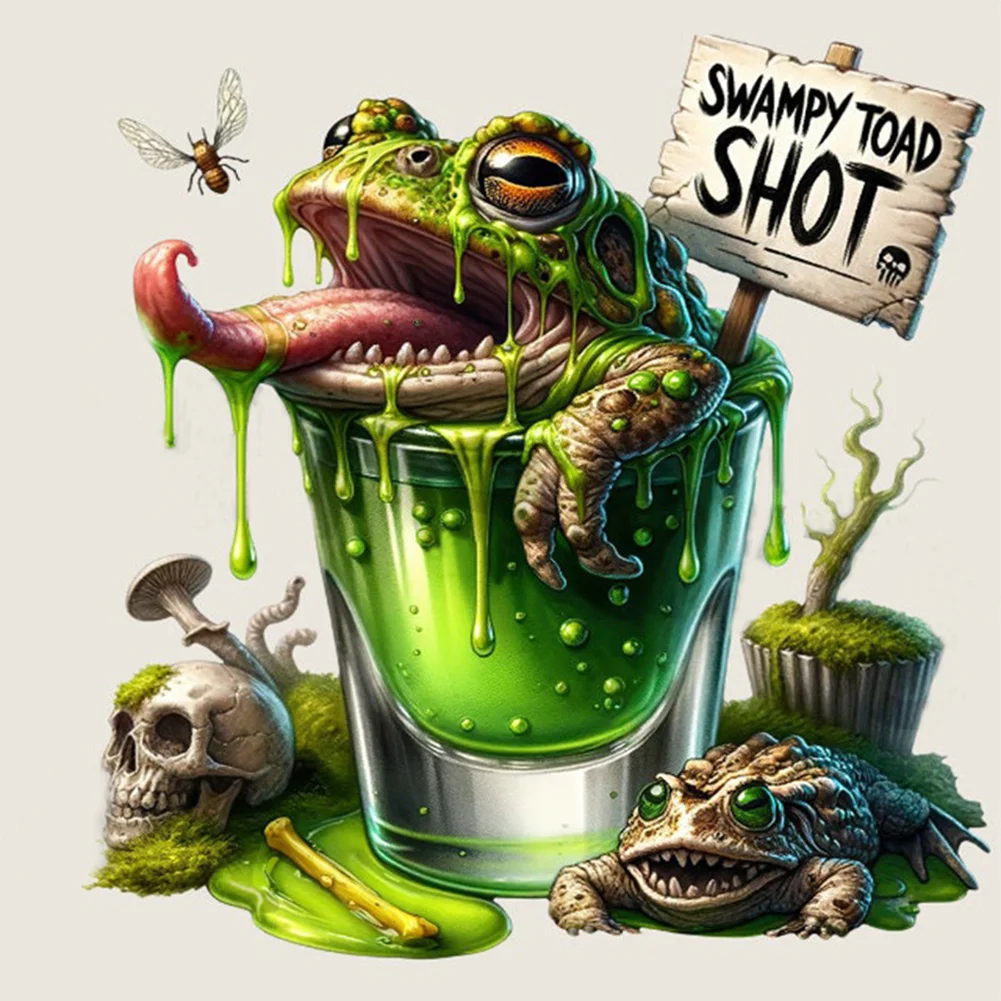 14CT Full Stamped Glass Cross Stitch - Halloween Wine(Canvas|50*50CM)