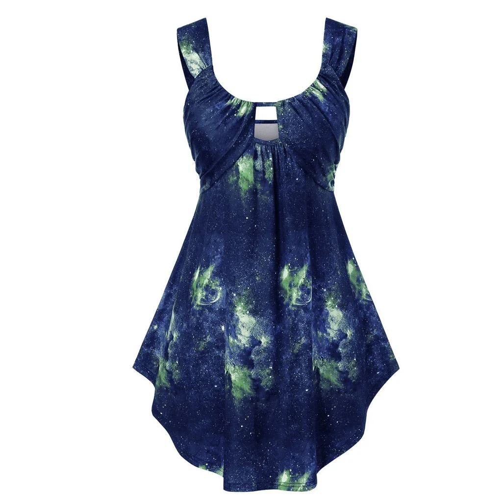 Plus Size Fashion Women Tie Dry Tops Tank Sexy O-Neck Vest Summer Camisole Women Casual Tank Tops Vest Sleeveless Female blusas