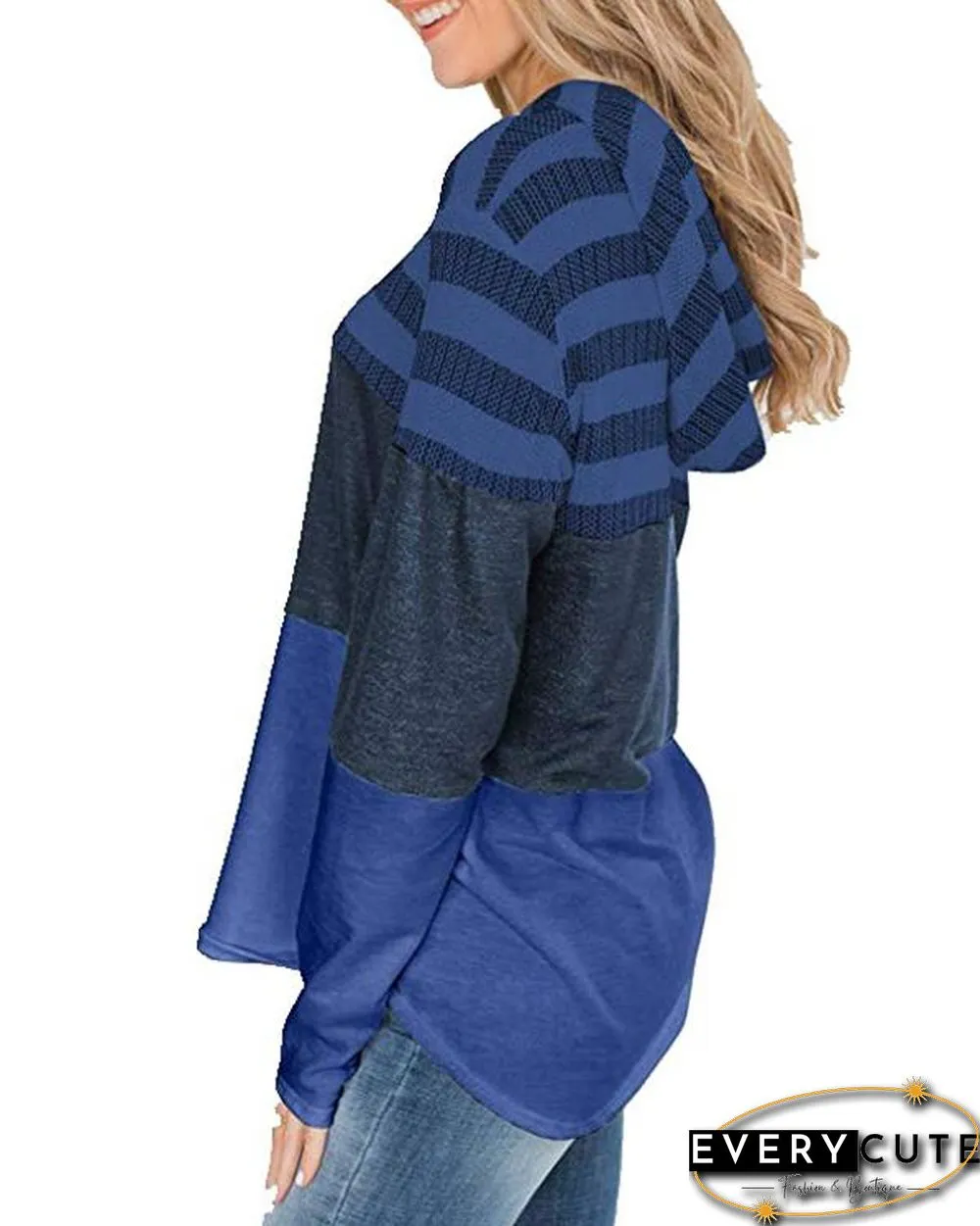 Color Block Splicing Drawstring Hoodies