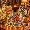 DIY Wooden Diamond Painting Pearl Tent House with Lights, Holiday Tabletop Art Craft Kit with String Lights, Christmas Home Decor Gift