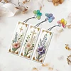 3Pcs DIY Pearl Painting Cross and Flowers Bookmark with Butterfly Pendant Home Office Supplies Gift for Book Lovers