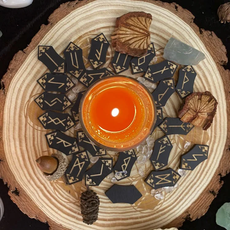 Woodcut Rune Set Healing Alchemy Meditation Decor
