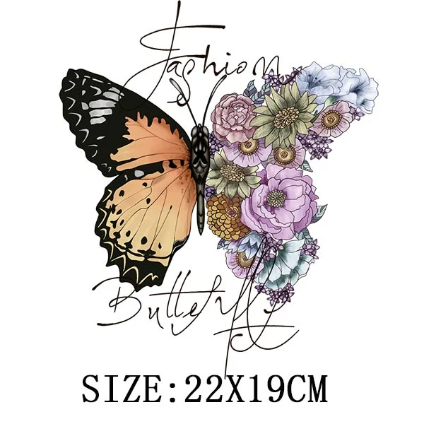 Beautiful Butterfly Thermal Sticker On T-shirt DIY Washable Iron On Hoodies Funny Design On Clothes Patches Appliqued Decoration