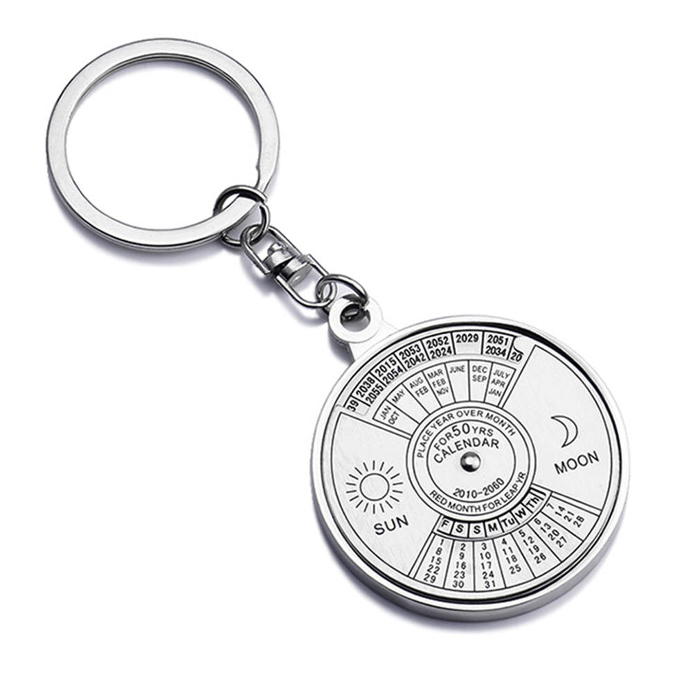 

Calendar Key Chains Ring Metal Round Car Bag Pendant Keyring Holder Jewelry, 501 Original
