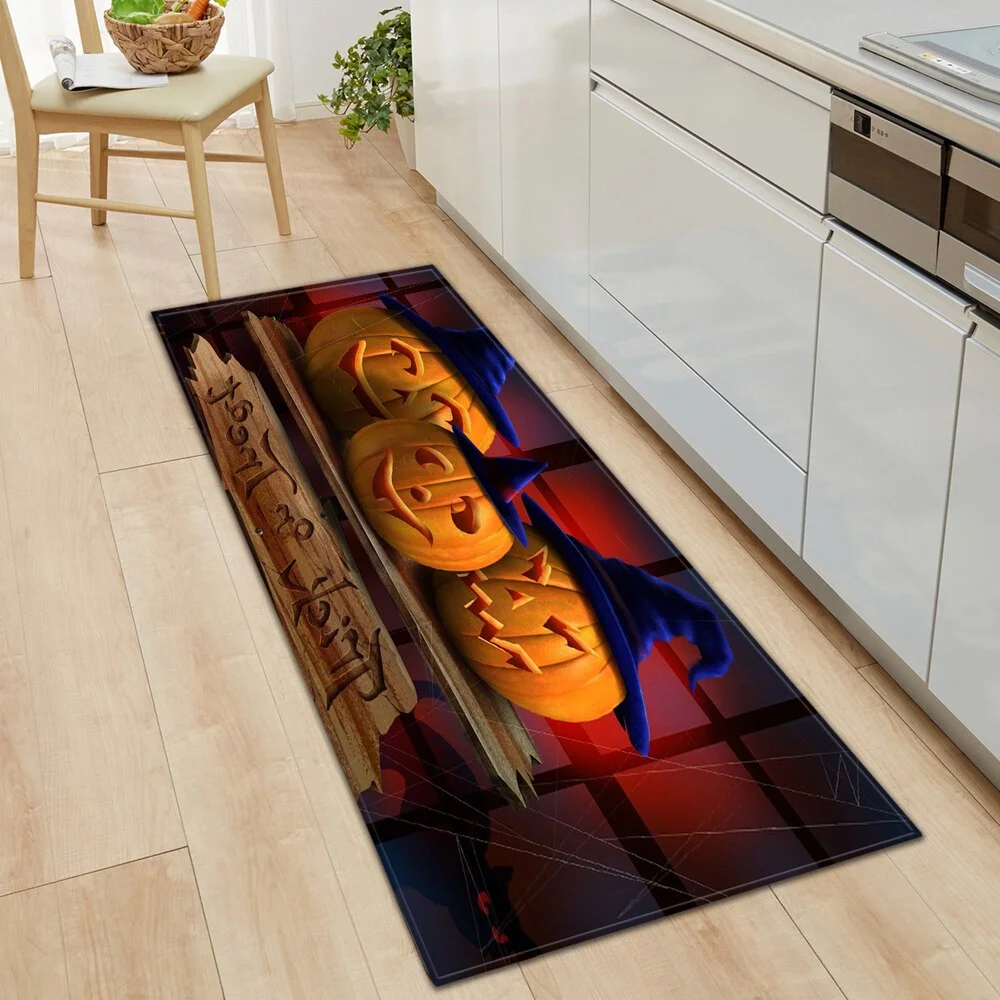 Kitchen Mat Bedroom Entrance Doormat Home Hallway Floor Mat Halloween Decorative Balcony Long Carpet Bathroom Anti-Slip Rug