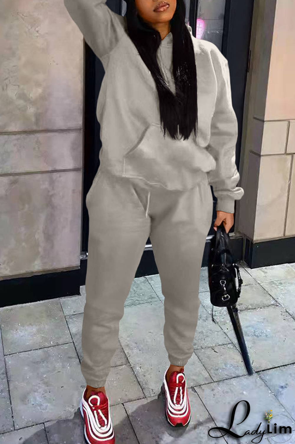 Blue Casual Solid Split Joint Hooded Collar Long Sleeve Two Pieces