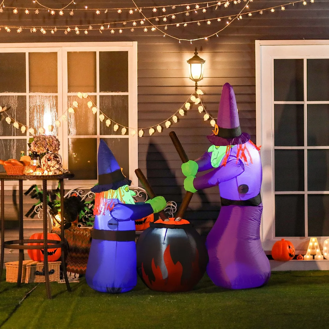 Outdoor Air-blown Brewing Witches with Cauldron Halloween Inflatable