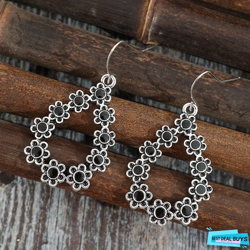 Alloy Flower Teardrop Shape Earrings