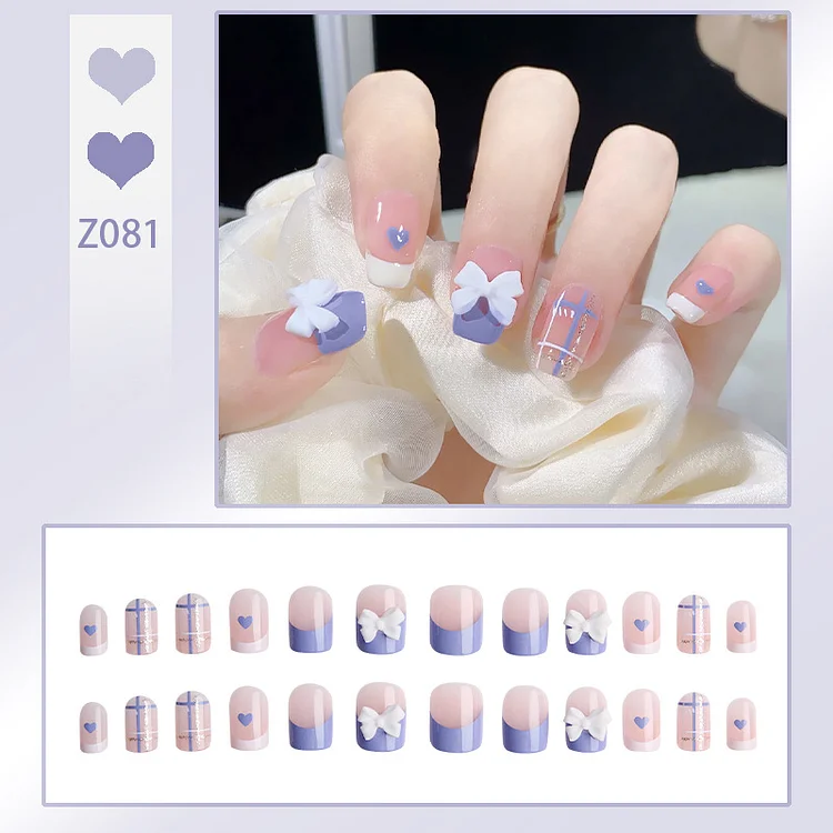 Internet Celebrity Same Aurora Nail Wear Nail Pure Desire Nail Sticker Flash Butterfly Nail Tip Finished Product Fake Nail Tip Nail Tip