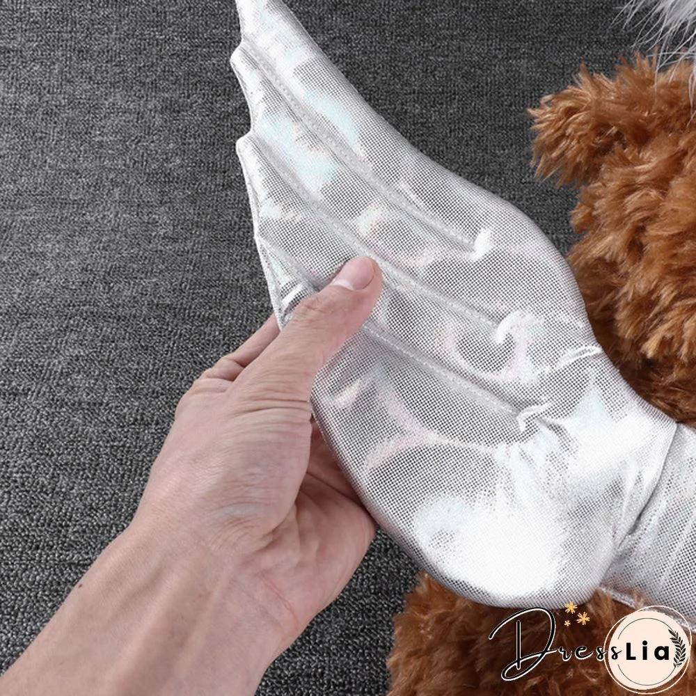 1Pc Pet Halloween Costume Cosplay Angel White Wing and Headband for Dog Cat Rabbit Piggy Party Theme Birthday Christmas