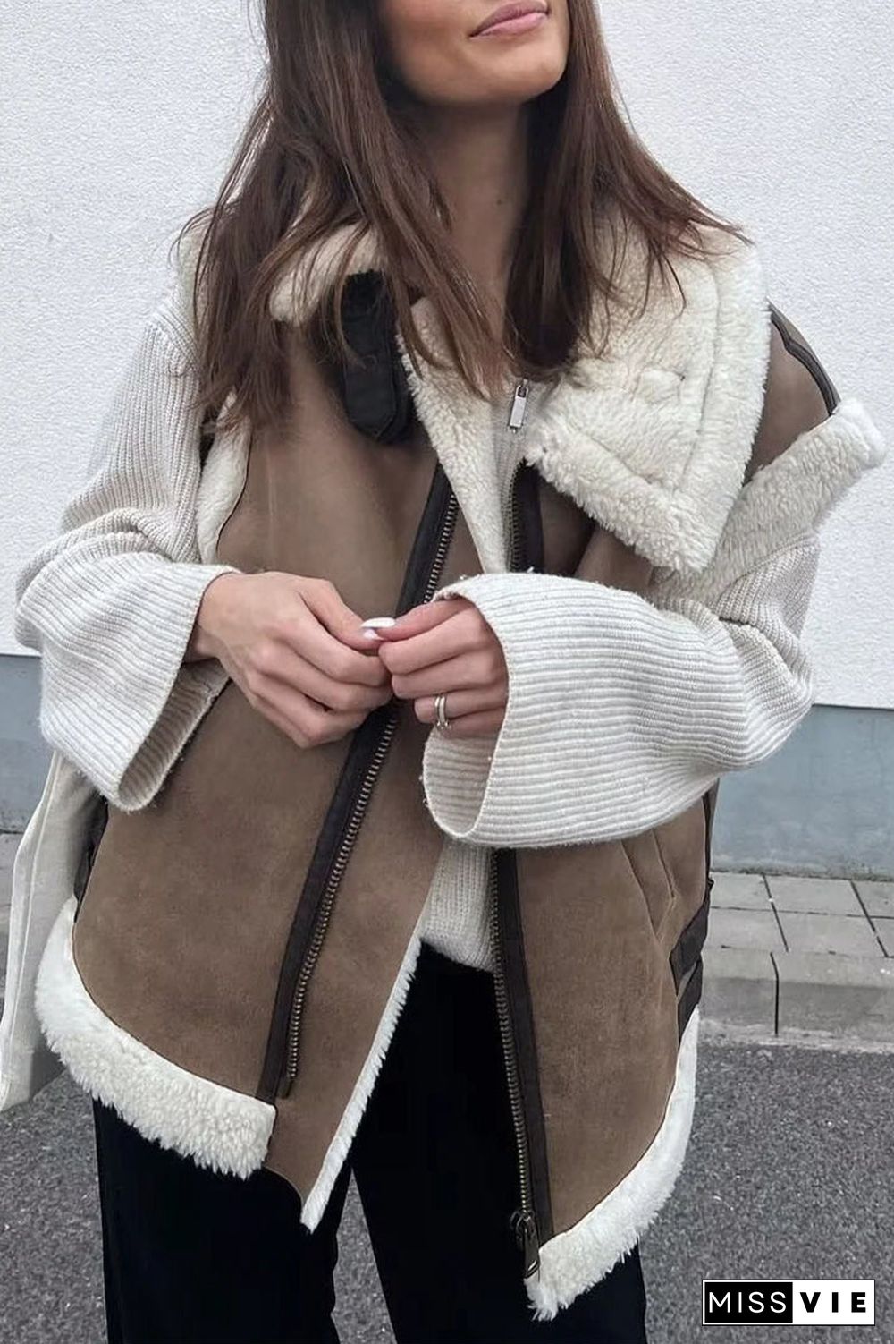 Casual Solid Patchwork Turndown Collar Tops