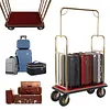 [US Local Warehouse] Hotel Luggage Cart 39Lx19Wx68H Inch Bellman Cart with 881lb Load Capacity 8-inch Silent Rubber Casters Carpet Deck Bumper Rails Hotel Service Trolley for Commercial Use Condos Resorts