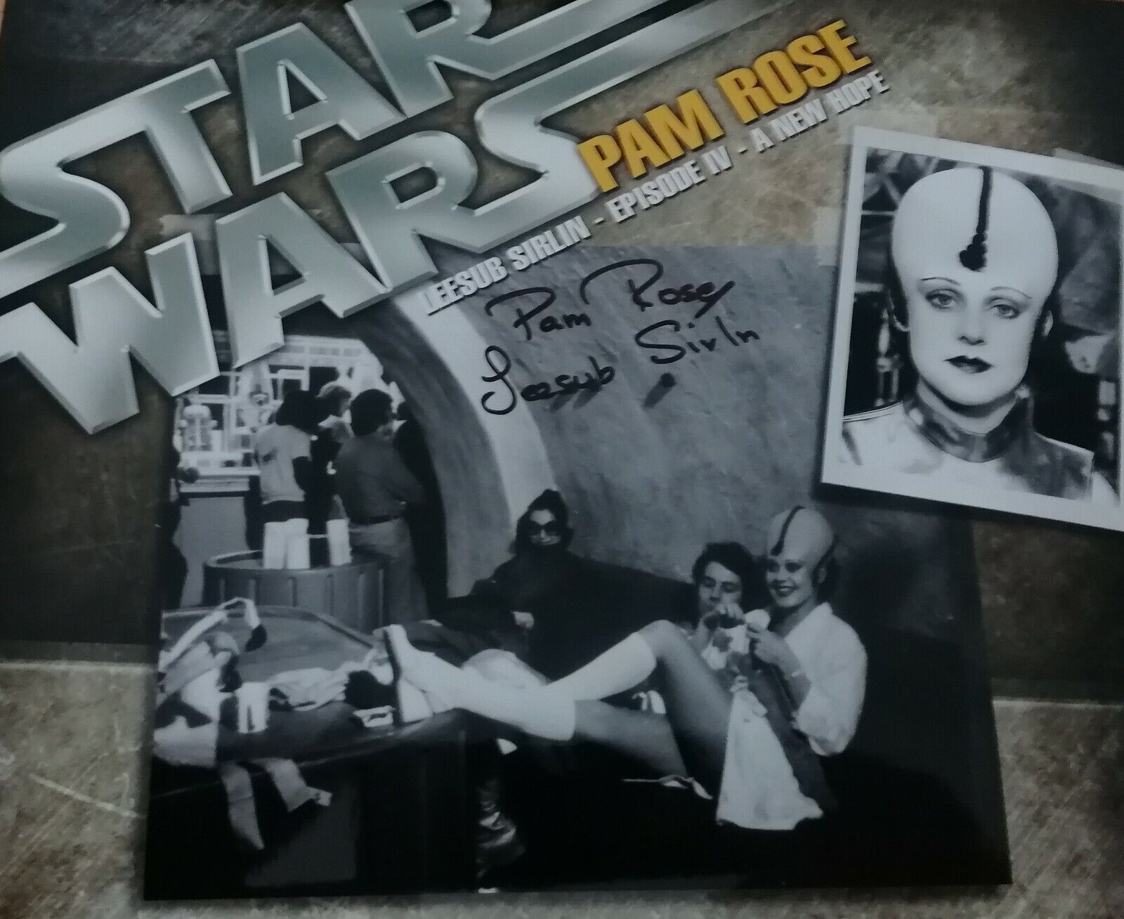 PAM ROSE SIGNED STAR WARS AS LEESUB SIRLIN 8 x10 BLACK x WHITE Autographed Phot