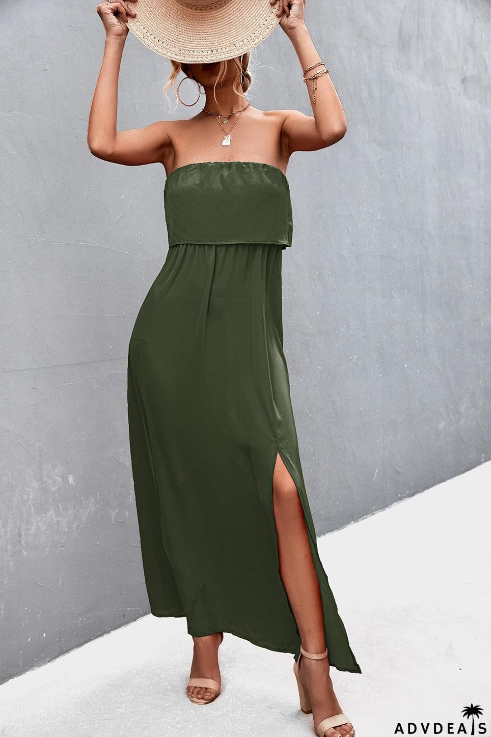 Strapless Split Maxi Dress