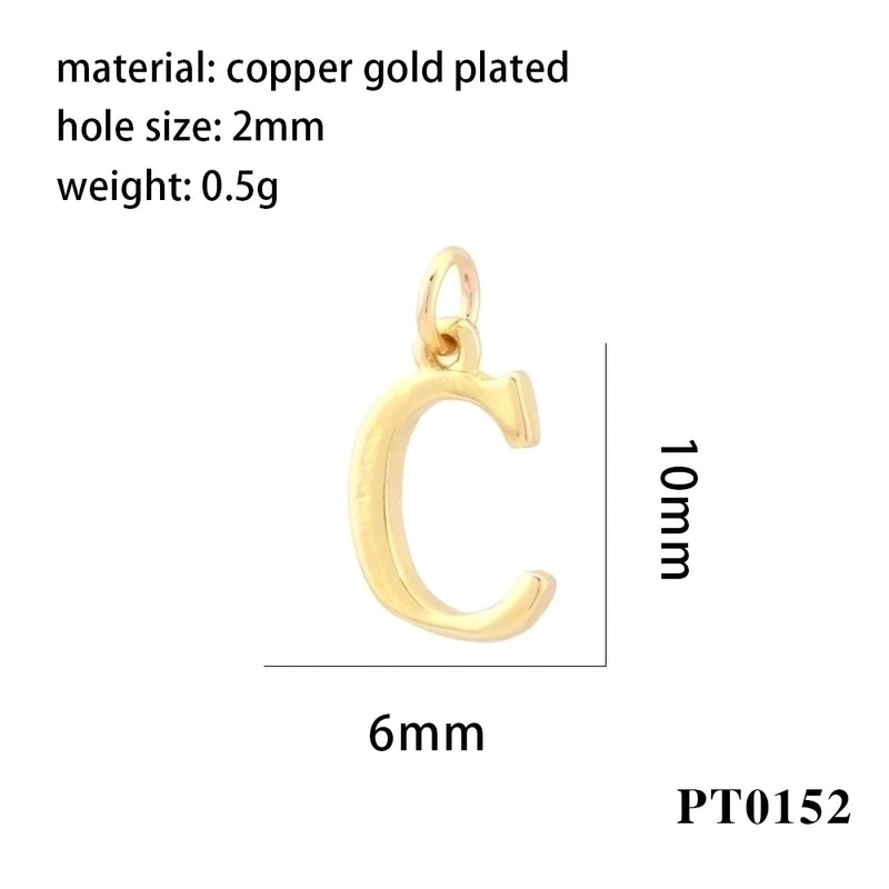 Minimalist Letter Copper Plating 18k Gold Plated Charms