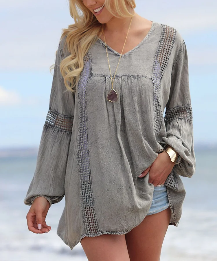 Gray Eyelet Tunic - Women & Plus