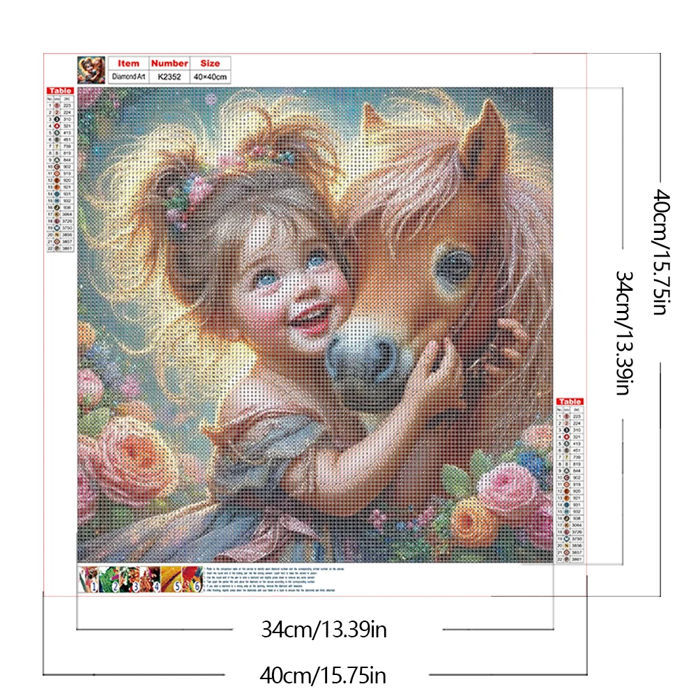 Diamond Painting - Full Round Drill - Horse Girl(Canvas|40*40cm)
