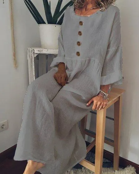 Casual Long Sleeve Cotton-Blend Casualdress