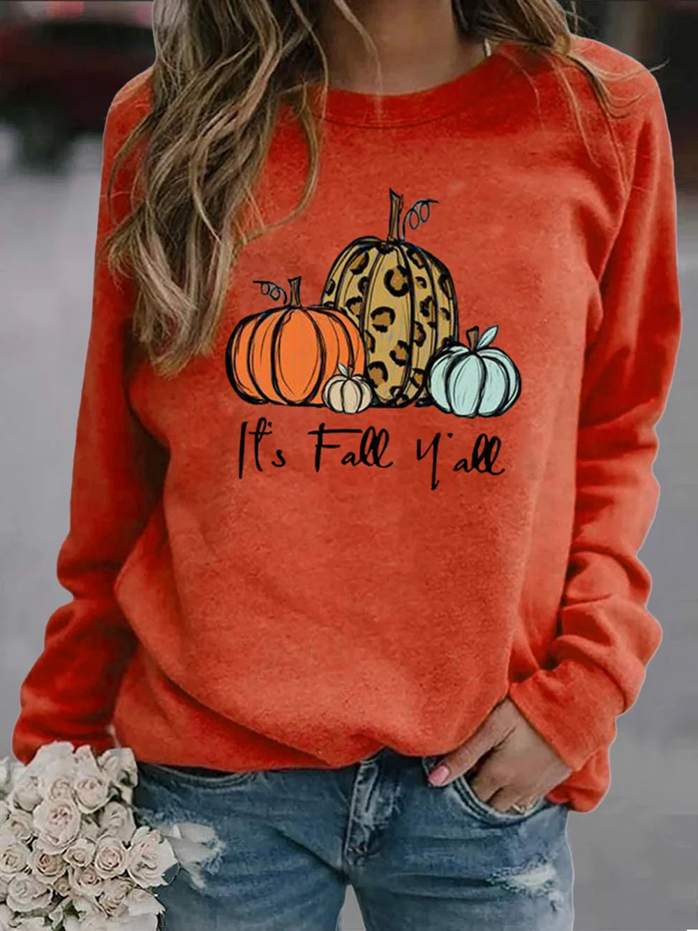 It's Fall Yall Pumpkin Leopard Sweatshirt