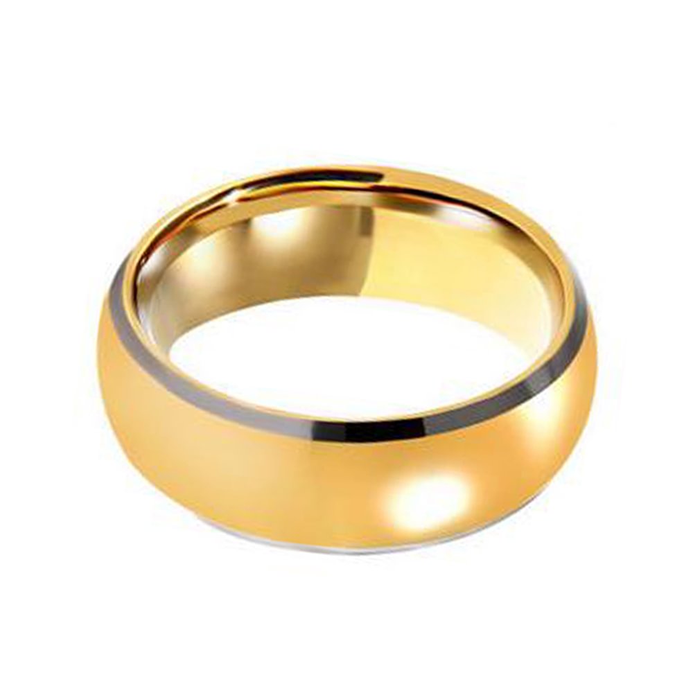 Gold Plated Tungsten Carbide Ring Dome High Polished Engagement Wedding Band For Couple