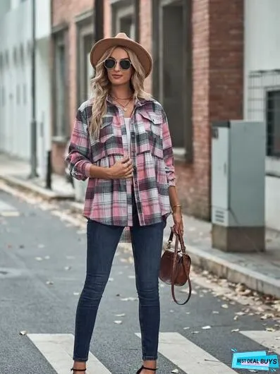 Plaid Button Up Dropped Shoulder Shirt