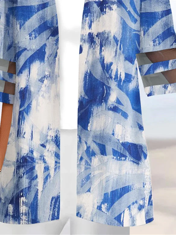 Women Half Sleeve V-neck Solid Color Dress