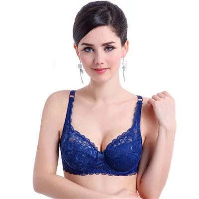 SVOKOR Women Bras Fashion Casual Sexy V-neck Solid Color Chest Pad Lace Sling Nylon Breathable Elasticity Comfortable Women Bras