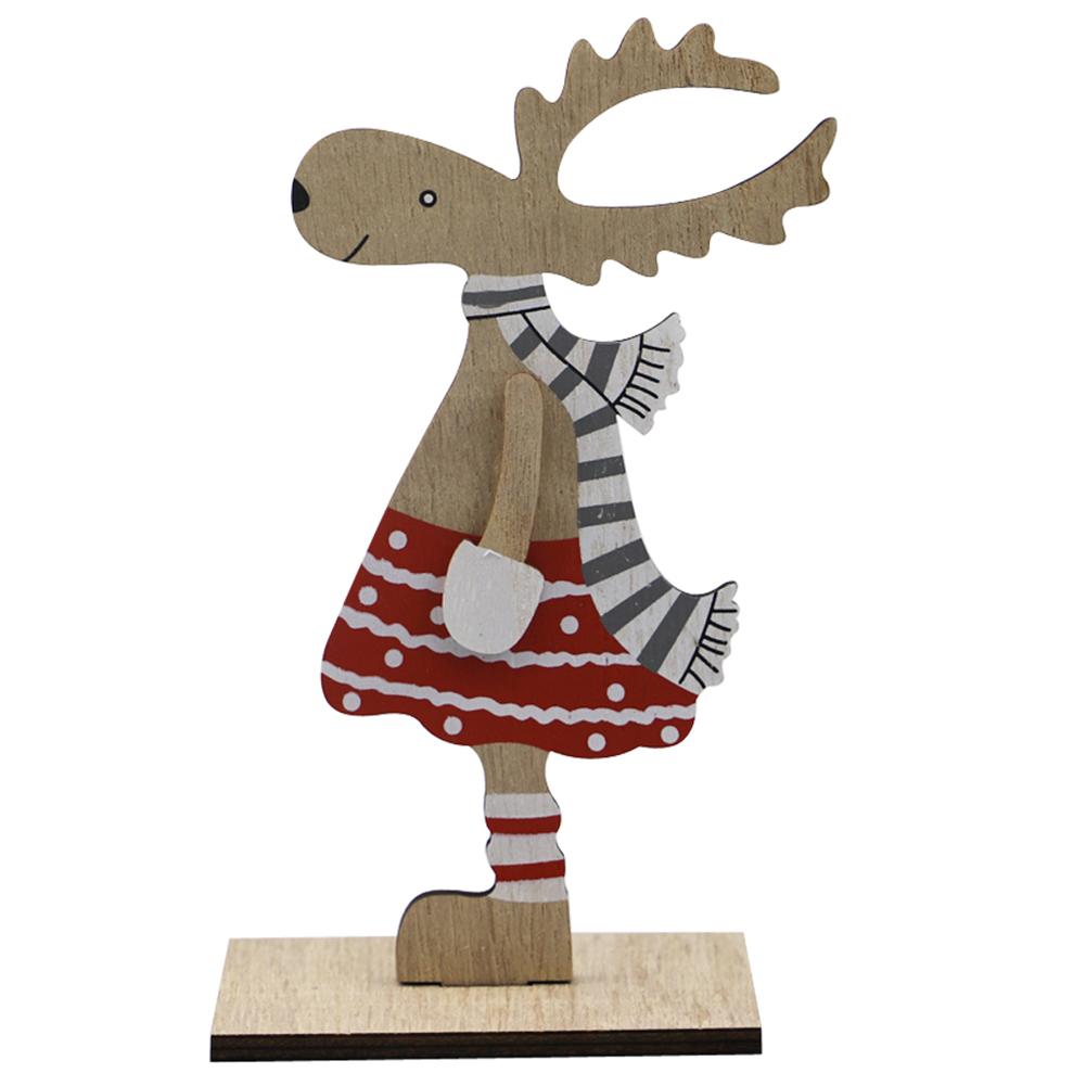 

Wooden Colorful Painted Christmas Elk Desktop Ornaments Home Crafts Decor, 501 Original