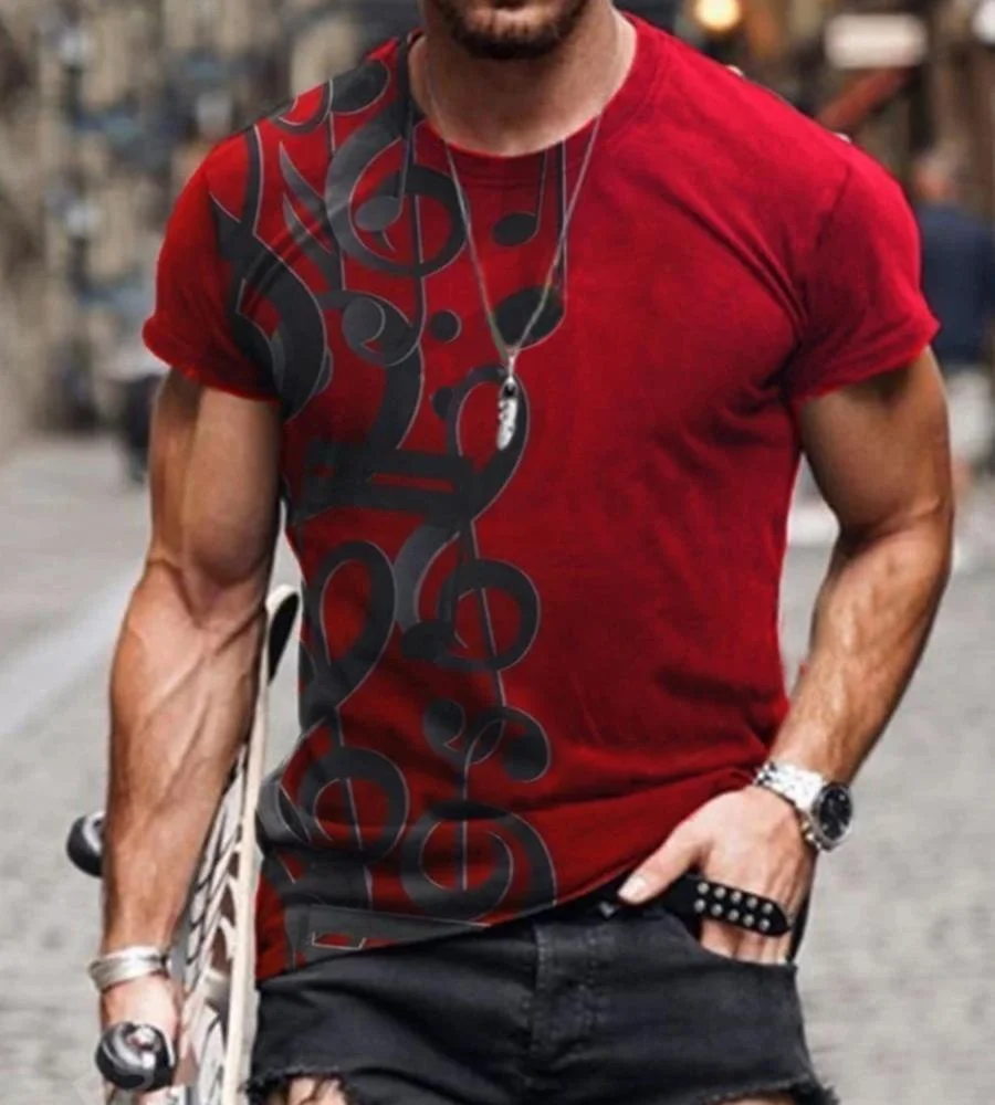 Men Note Print Casual T-shirts